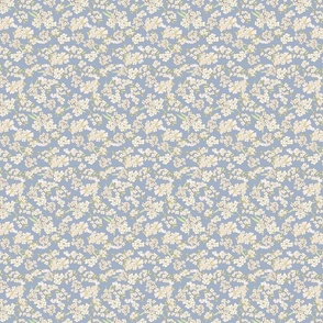 Dusty Mid Country Blue with White and Cream  Scattered Alyssum Delicate Flowers S