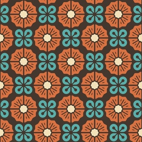 Minimalist Vintage Retro 70s Modern Geometric Floral KF 0089 B