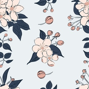 Blossom Blush and Blue WALLPAPER  12inch repeats twice