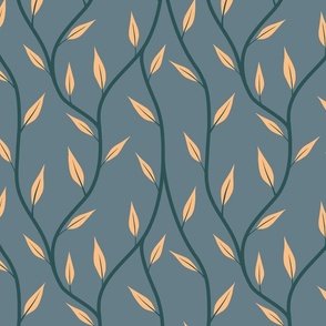 Flowing Veins And Orange leaves on slate grey | Small
