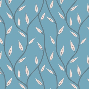 Flowing Veins And cream leaves on light blue | Small