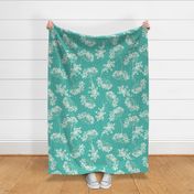 Large Scale | Ethereal Queen's Anne Lace Flowers | Whimsical flowers on teal background | suited for chic living room or romantic bedroom, or elegant nursery