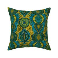 African Print, Turquoise (9-inch repeat)