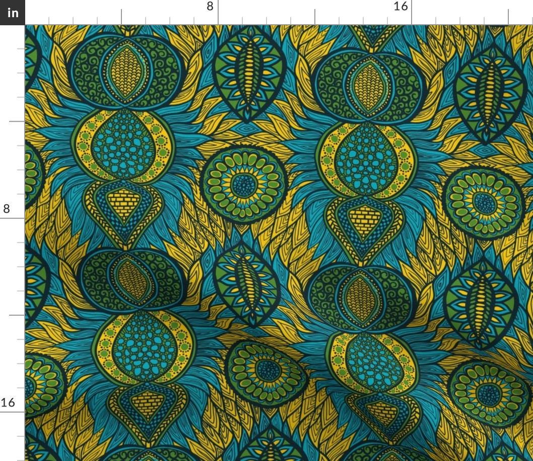 African Print, Turquoise (9-inch repeat)