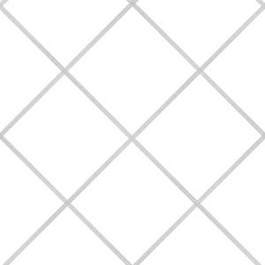 6" white grey diagonal windowpane plaid / trellis