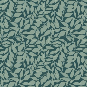 Overlapping sage leaves On Dark Green | Small