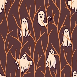Spooky Little Forest Spirits burgundy