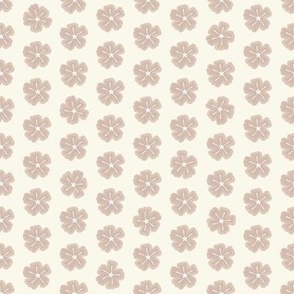 Simple Pink Floral Shapes, Small Summer Pink Daisies, Simple Flowers in Geometric Pattern on Ivory Cream Light Background