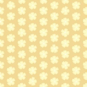 Simple Yellow Floral Shapes, Small Summer Yellow Daisies, Simple Flowers in Geometric Pattern on Honey Mustard Yellow Light  Background