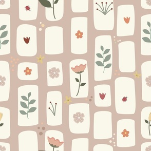 Floral Garden Pathway Stepping Stones, Flowers and Nature in Dusty Rose Pink, Large Scale
