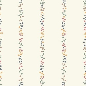 Hand Drawn Painted Circle Dots Vertical Stripes in Ivory Cream