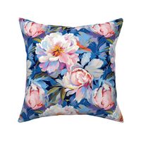 PEONY white and pink on blue  230521 7