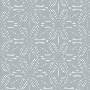 Flowers and Lines _ Creamy White_ French Gray Blue _ Light Blue Simple  Floral