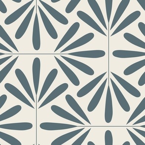 Geofloral | creamy white, marble blue | art deco simple floral
