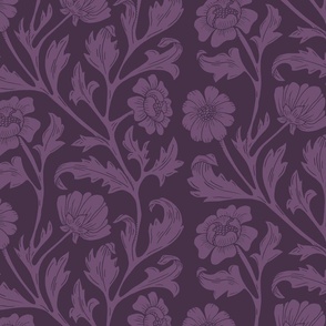 Vintage floral dark purple_L