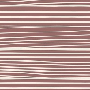 Hand Drawn Horizontal Stripes | Copper Rose Pink, Creamy White | Contemporary 02