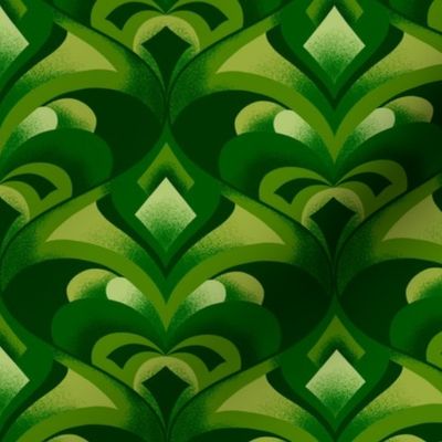 Retro Geometric Ogee in Emerald Green // 6 Inch Motif Large Scale