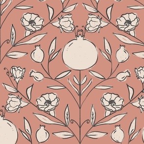 Modern Pomegranate Plants: A Contemporary Block Printing Pattern II Large  Scale - Nature and Fruit Inspired