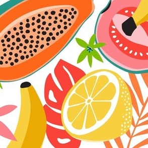 Tasty Tropics - Hand Drawn Summer Tropical Fruits White Large