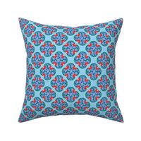 Vibrant Moroccan Floral Dreams - Exotic Red & Turquoise Tile-Inspired Fabric Design 
