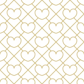 Decorative Geometry - Heart Shapes in Golden Yellow and White Shades / Large