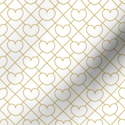 Decorative Geometry - Heart Shapes in Golden Yellow and White Shades / Medium