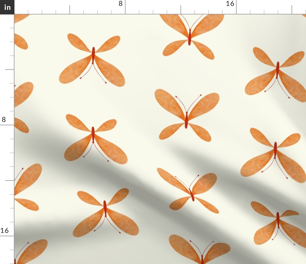 Orange butterflies on cream  6x6 copy