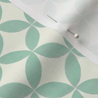 Turquoise abstract geometric circles on cream