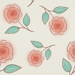 Blush Pink Single Stem Roses - Larger Roses