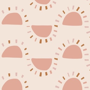 Large  - Neutral Nursery Wallpaper - Rainbow Sunshine - Up and Down - Earth Tone Blush Pink Brown