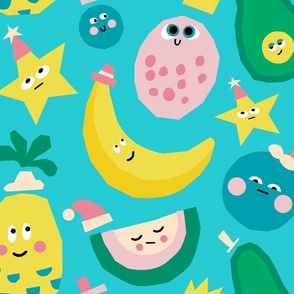 Tropical Fruit Friends in Fancy Hats