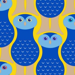 Blue, Birds of Prey! (Yellow background)