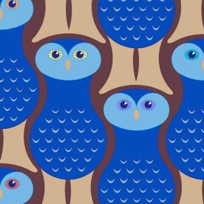 Blue, Birds of Prey! (Maroon background)
