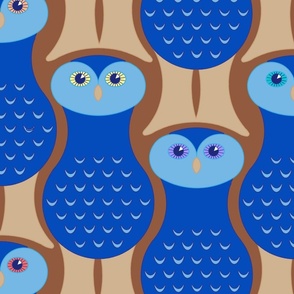 Blue, Birds of Prey! (Brown background)