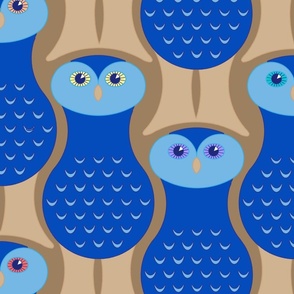 Blue, Birds of Prey! (Light brown background)