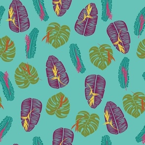 Caribbean Dream: Playful Tropical Leaf Pattern - Whimsical Design for Fashion and Home Decor