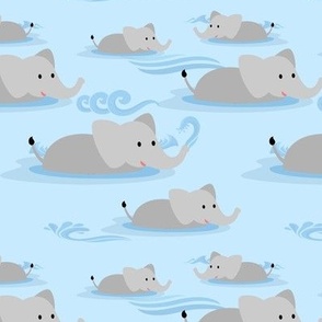 Swimming Cute Elephants