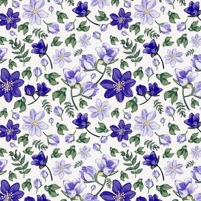 Purple and lilac floral on cream - small