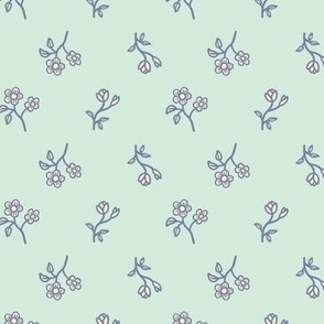 Simple small scale petite vintage style floral print