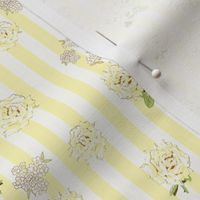 Country Yellow Roses on Yellow and White Stripes with Alyssum S
