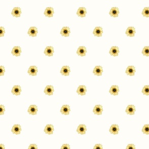 Spring Sunflower Polka Dots on White M
