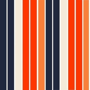 Classic Stripe - Navy Blue, red & Orange 