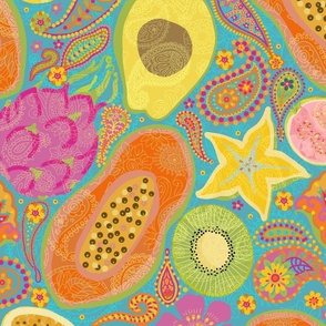 Paisley Tropical Fruit Blue