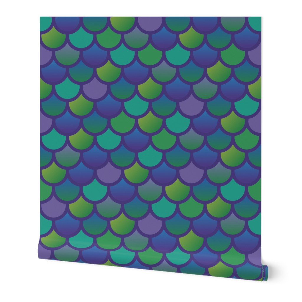 Mermaid fish scales in purple and green