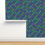 Mermaid fish scales in purple and green