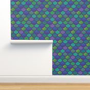 Mermaid fish scales in purple and green