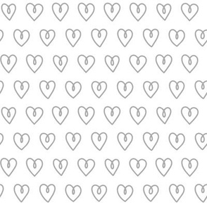 Doodle Hearts – SMALL – White & Grey