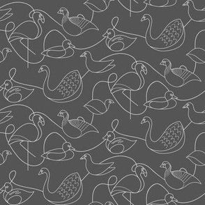 Wetland Birds – SMALL – Mono Grey Doodles