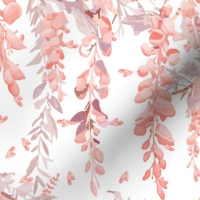 Delicate Wisteria Waltz | Blush pink wisteria with light plum leaves