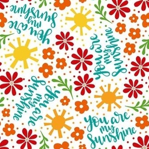 Medium Scale You Are My Sunshine Sweet Summer Floral on White